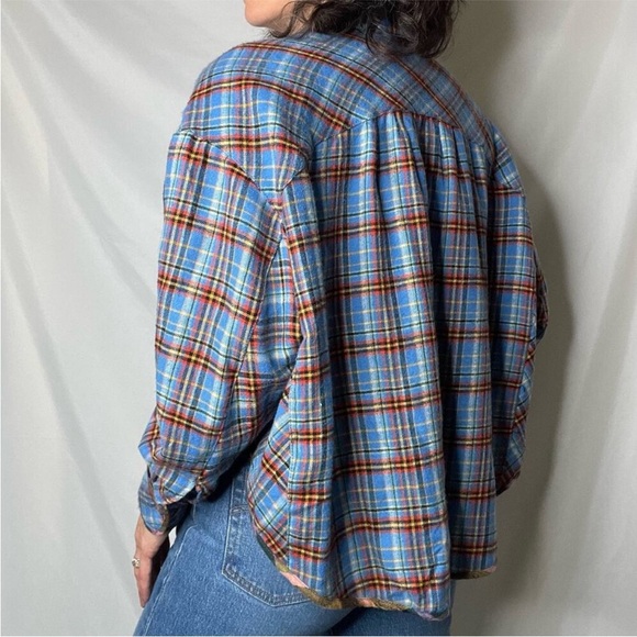 Urban Outfitters Women’s Oversized BDG Karl Cropped Plaid Flannel Shirt Top XS - Picture 14 of 16
